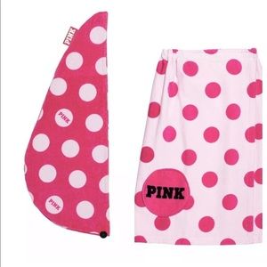 VICTORIA SECRET POLKA DOT Body + Hair Towels Wrap